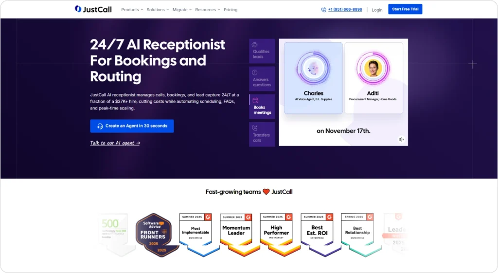 JustCall AI Receptionist